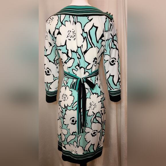 New York and Company Mint Black Belt Tie Floral Easter Spring Dress, Small - Picture 2 of 13